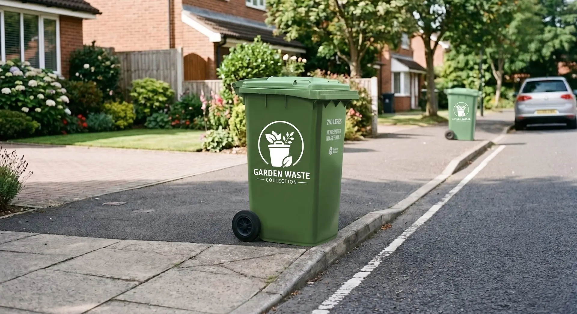 Garden Waste Collection 240L green bin at the kerb in South Auckland
